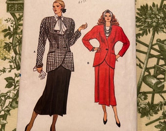 1980s Vintage Very Easy Vogue Pattern 9701, Jacket, Skirt Size 14, 16. 18 Factory Folds, Uncut