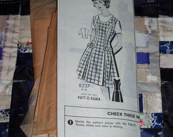 Vintage 1960s Mail Order Patt-0-Rama Pattern 8237, Girl's Dress, Size 11, Bust 31 1/2", Waist 24 1/2", Hip 33 1/2"