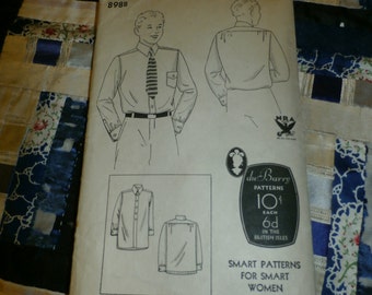 1930s Du Barry Pattern 898B Boy's Shirt Pattern Size 6, Breast 24", Waist 24"
