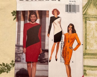 1990s Butterick Pattern 5634 for Misses Dress Size  12, 14, 16 Factory Folds Uncut