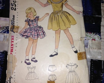 Vintage Simplicity Pattern 2388 for Girls Dress and Panties, Size 8, Breast 26", Waist 23", Hip 28"