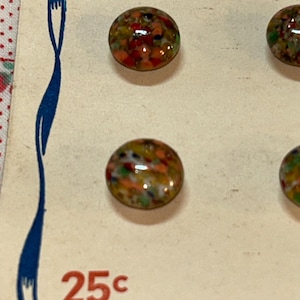 Lot de 4 boutons vintage confettis en verre, carte de qualité suprême, Allemagne 1/2" de diamètre