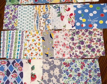 Lot of 70 Vintage 5 1/2&quot; square Feedsack Prints Novelty, Children&#39;s, Floral, Fruit, Geometrics Over 18 Different Prints (6 Available)
