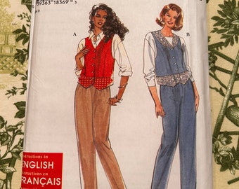 1990s Vintage Simplicity Pattern 9849, Misses Lined Vest and Pants Size A XS, S, M, L, XL  Factory Folds