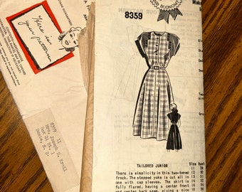 1940s or 50s Dakota Farmer Mail Order Pattern 8359 Junior Dress Size 11 Bust 29”, Hips 32"