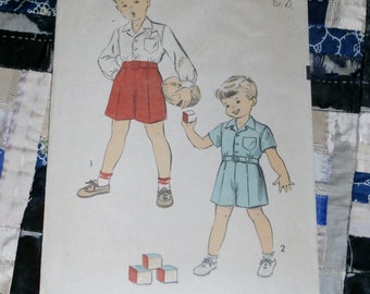 Vintage 1940s Advance Pattern 4441 for Boys Short and Shirt, Size 2, Chest 21"