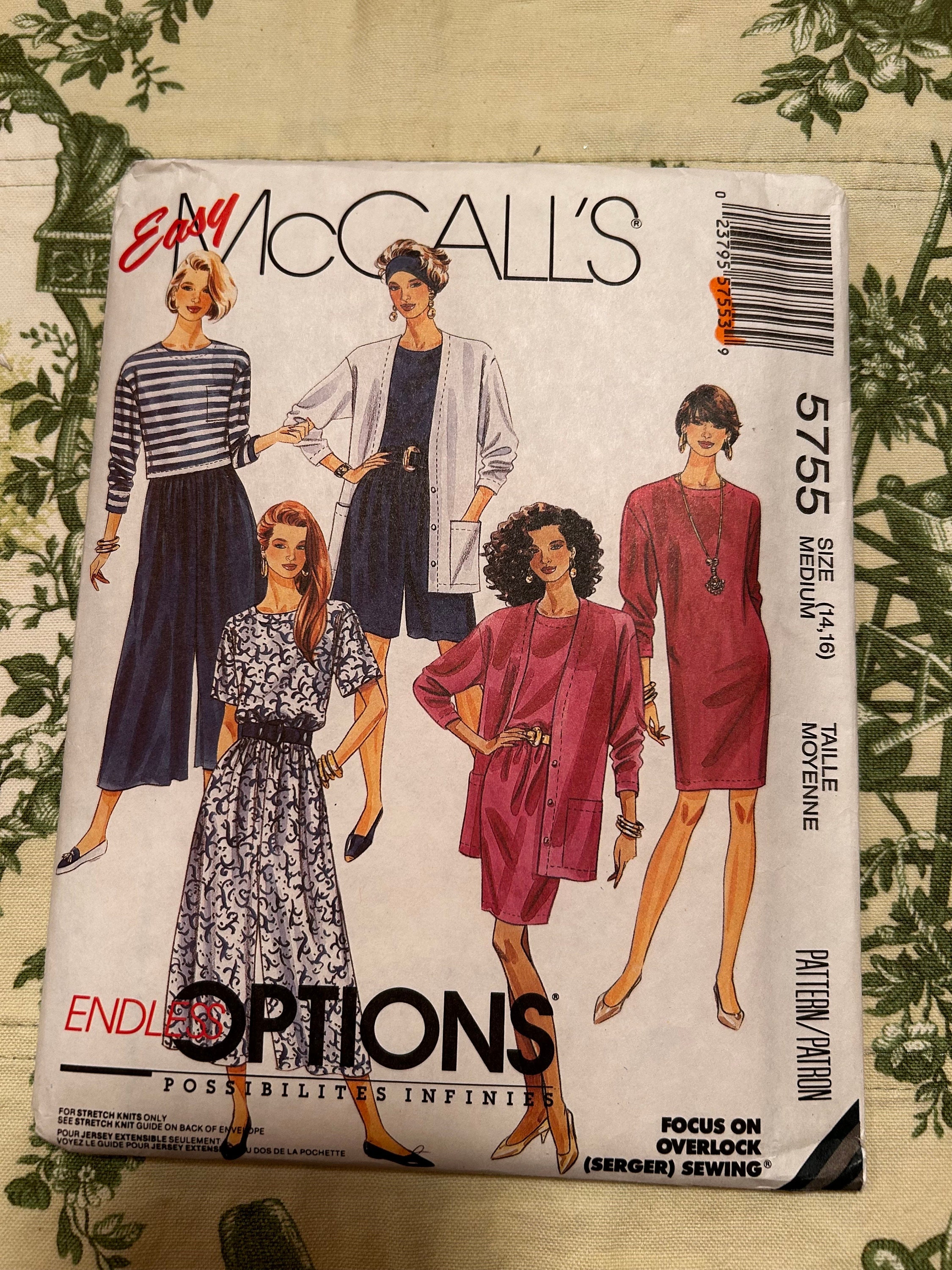1990s Mccalls Pattern 5755 Misses Cardigan, Dress, Top in Two Lengths ...
