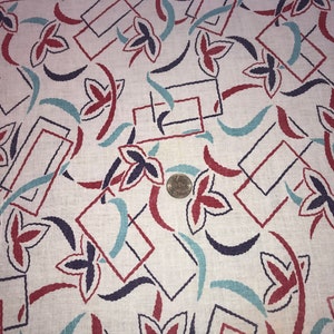 Excellent Vintage Feedsack Fabric Geometric Design Red, Blue, Purple 36&quot; x 20&quot; 2 Available