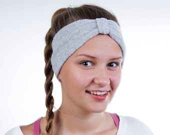 Narrow Beauty Routine Turban Head Wrap in Heather Grey Terry Cloth