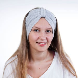 Beauty Routine Turban Head Wrap in Heather Grey Terry Cloth image 2