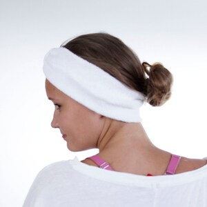 Narrow Beauty Routine Turban Head Wrap in White Terry Cloth image 1