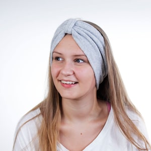 Beauty Routine Turban Head Wrap in Heather Grey Terry Cloth image 1