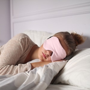 Pale Pink Stripes Cotton Knit Sleep Mask image 1