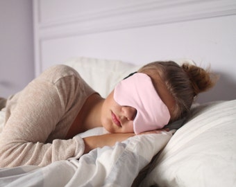 Pale Pink + Stripes Cotton Knit Sleep Mask