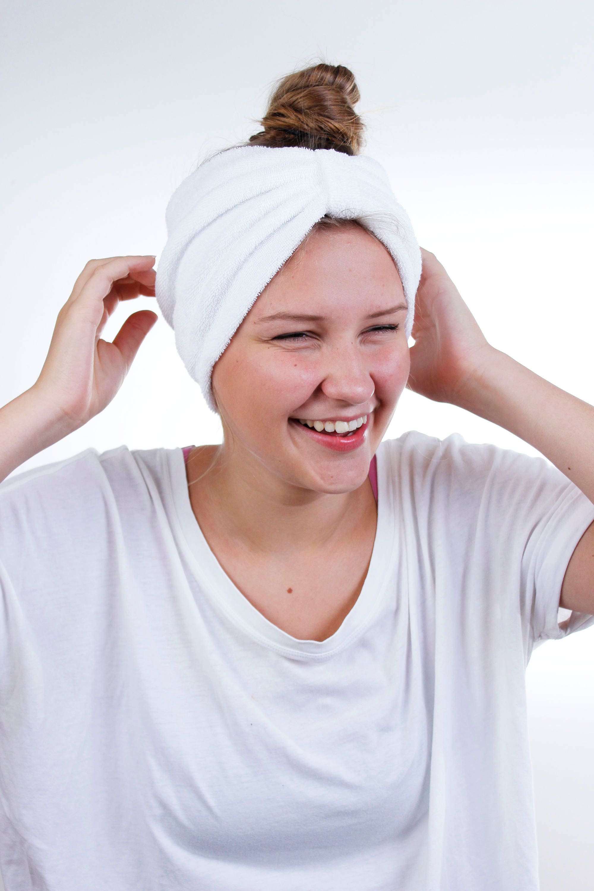 Beauty Routine Turban Head Wrap in White Terry Cloth | Etsy