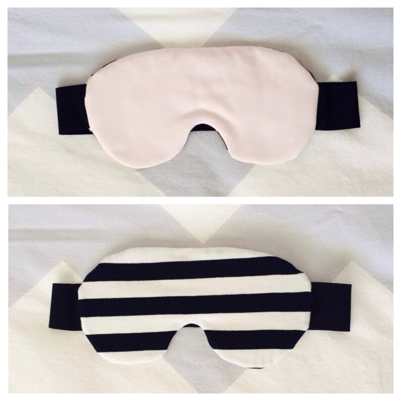 Pale Pink Stripes Cotton Knit Sleep Mask image 4