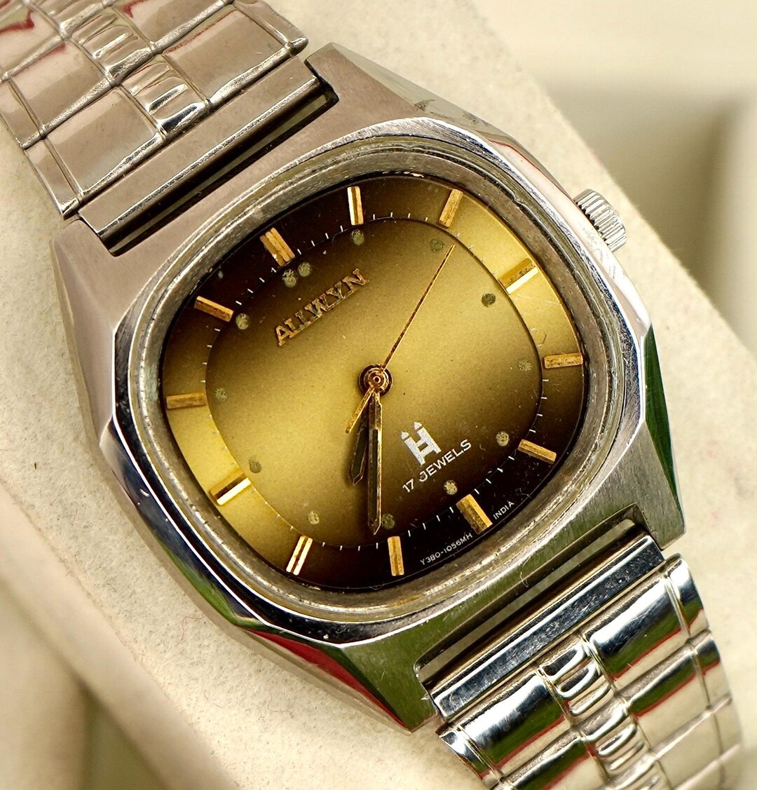 Rare Allwyn Vintage Wrist Watch 21 Jewels Mechanical Automatic Day/date ...