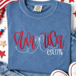 Embroidered American Tee, Cute America Shirt, Embroidery Tees for Women bild 2