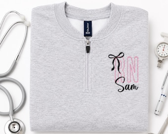 Sweatshirt, Custom Embroidered Medical Quarter Zip, Personalised Healthcare Pullover