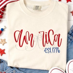Embroidered American Tee, Cute America Shirt, Embroidery Tees for Women bild 1