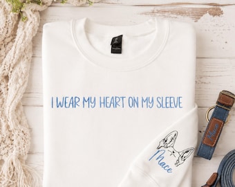 Custom Dog Shirt Embroidered, Personalized Pet Name Sleeve Crewneck