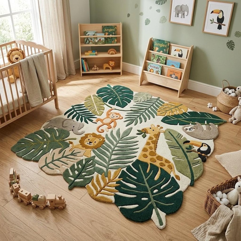 Green Nature Nursery Rug - Etsy
