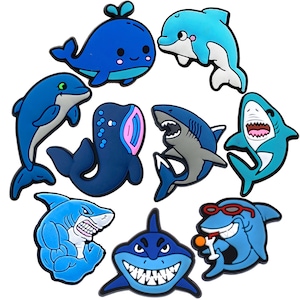 Shark Shoe Charms for Clog Sandals – Fun Ocean Animal Accessories for Birthday Favors & Holiday Gifts