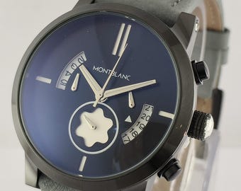 Vintage Montblanc Chronograph Watch: Black Dial Men's Wristwatch All Working