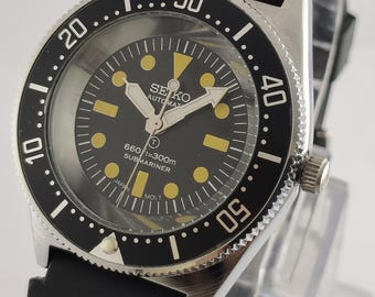Vintage Seiko Diver Turtle Automatic 17 Jewels Black Dial Cal.6309 Recently Service Men Wristwatch