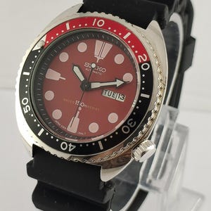 Vintage Seiko Diver Automatic Red Dial Cal.6309 Rotating Bezel Men Watch Recently Service Free Shipping