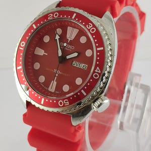 Vintage Seiko Diver Automatic Red Dial Cal.6309 Rotating Bezel Men&#39;s Watch Recently Service Free Shipping