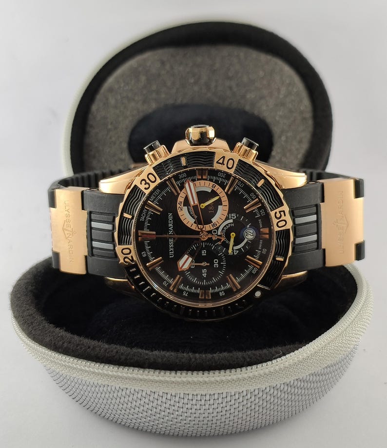Vintage Refurbished Ulysse Nardin Chronograph Black Men's Wristwatch All Working image 7