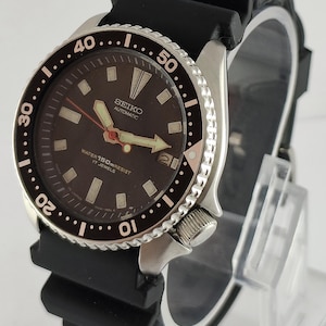 Vintage Rare Seiko Diver Turtle Black Dial Automatic Cal.7002 With Date Men&#39;s Wristwatch 1980&#39;s