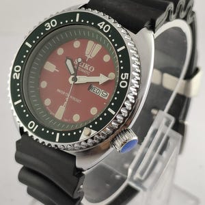 Vintage Seiko Diver Automatic 17 Jew Red Dial Cal.6309 Rotating Bezel Men Watch Recently Service &quot;Great Working Condition&quot;