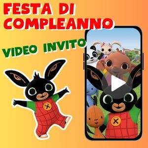 Bing Invito dI Compleanno Video Animato per Bambini, Biglietto Digitale Festa in italiano, con Musica e Animazioni Divertenti