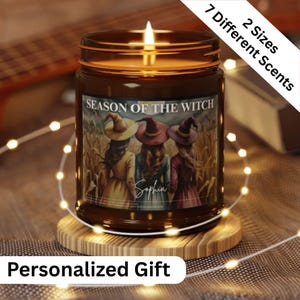 Personalized Season of the Witch Soy Candle, Cozy Fall Decor, Witchy Gift, Halloween Decor, Autumn Witch, Spooky Candle, Book Lovers