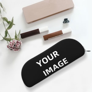 Custom Pencil Pouch - Personalized with Your Image | Black Zipper Case for School & Office Supplies | Durable Fabric