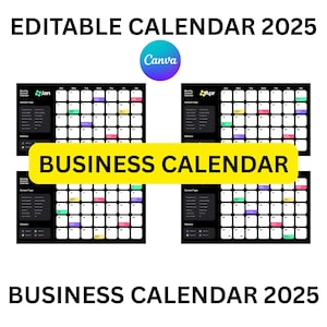 2025 Editable Business Calendar, Editable Canva Business Calendar, 2025 Calendar, Business Calendar, Editable Calendar, Canva Calendar