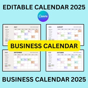 Editable 2025 Business Calendar, Business Calendar, Editable Calendar, Canva Calendar, Canva Editable Calendar, Business Calendar 2025