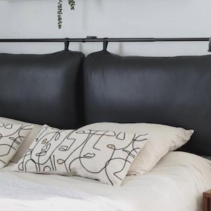 Customized Genuine Leather Headboard Cover, Headboard Cushion, Queen Size Headboard, Wall Hang Cushion Cover, Hanging Leather Headboard