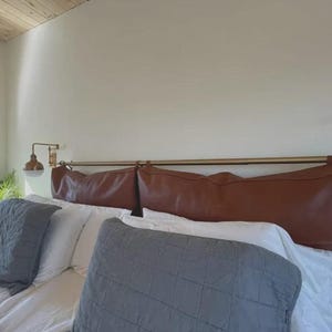 Customized Genuine Leather Headboard Cover, Headboard Cushion, Queen Size Headboard, Wall Hang Cushion Cover, Hanging Leather Headboard