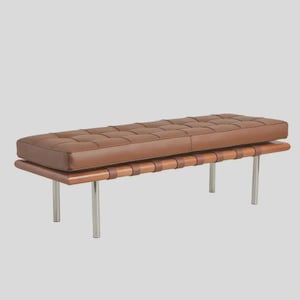 Bench with Full Grain Leather Upholstered Cushion