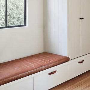 Custom genuine leather replacement cushions. window cushion cover, Ideal for benches, mid-century chairs, Leather Bench Cushion