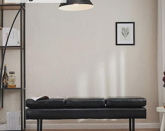 Bench with Full Grain Leather Upholstered Cushion