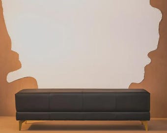 Bench with Full Grain Leather Upholstered Cushion