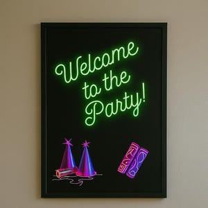 Welcome to the Party Neon Sign: Game Room Bar Decor (Digital Download, 5 Ratios)