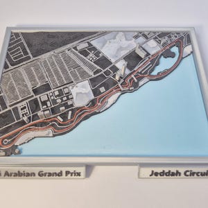 3D-circuitkaart Grand Prix Saudi-Arabië – F1-muurkunst, Formule 1-circuitdecor, motorsportcadeau