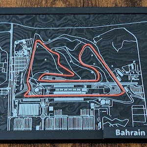 3D-circuitkaart Grand Prix van Bahrein – F1-muurkunst, Formule 1-circuitdecor, motorsportcadeau