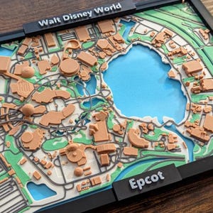 Mappa della città stampata EPCOT Disney World, mappa topografica moderna da parete urbana, regalo, decorazione del paesaggio urbano, mappa stradale 3D, mappa della città personalizzata da regalare.