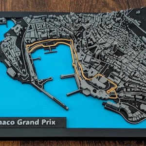3D-circuitkaart Grand Prix van Monaco – F1-muurkunst, Formule 1-circuitdecor, motorsportcadeau